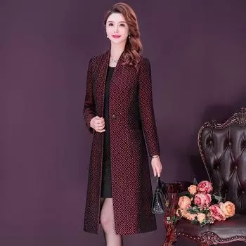 Новый стиль, винтажное жаккардовое женское пальто-ветровка, элегантное платье для мамы L винный
