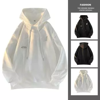 Новый стиль, вышитый логотип, модная повседневная толстовка с капюшоном M