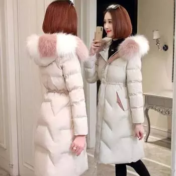 Новый стиль, женское хлопковое пальто, зимнее корейское стильное утолщенное хлопковое пальто с затягиванием талии M