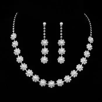 Новый супер-блестящий великолепный простой комплект блестящих хризантем, ожерелье, серьги-гвоздики, женская одежда, свадебные аксессуары