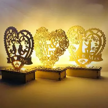 Новый свадебный деревянный DIY ночник светодиодный ночник MR & MRS свадебное украшение для вечеринки A