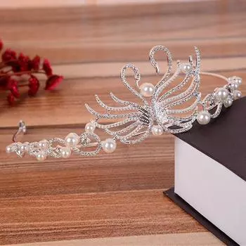 Новый свадебный головной убор с жемчугом и лебедем, корона, свадебная корона со стразами, свадебные аксессуары, корона, аксессуары для волос