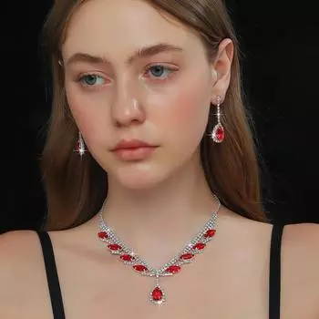 Новый свадебный комплект ожерелье серьги комплект из двух частей циркониевые крылья капли воды свадебные украшения ужин платье аксессуары