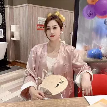 Новый свет, рубашка женская одежда весна и осень V-образный вырез дизайн нишевая розовая рубашка на пуговицах дзен топ one size fits all розовый