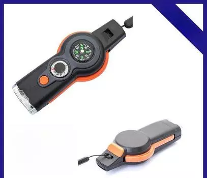 Новый светодиодный фонарь для выживания на открытом воздухе, экстренная помощь, семь в одном, компактный и удобный многофункциональный свисток для выживания чёрный