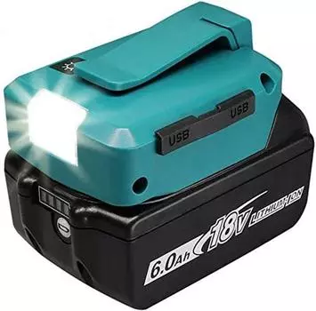Новый светодиодный фонарь Makita ADP05 14,4 В/18 В Lion Battery Dual USB converter Port Spotlight Outdoor Flashlight for Makita Batterys