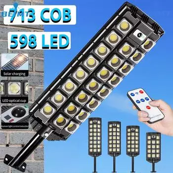 Новый светодиодный мощный уличный фонарь Трехрядные солнечные фонари COB Индукционный светильник для балкона Свет с дистанционным управлением для гаража Открытое освещение во дворе и саду 100LED