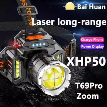 Новый светодиодный налобный фонарь высокой мощности, перезаряжаемый индукционный лысый свет, дальний уличный зум, головные уборы, светильник для рыбалки