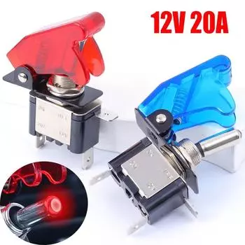 Новый светодиодный переключатель модификации автомобиля ASW-07D 12 В 20 А, универсальные автомобильные переключатели управления с защитным чехлом, тумблерный переключатель красный
