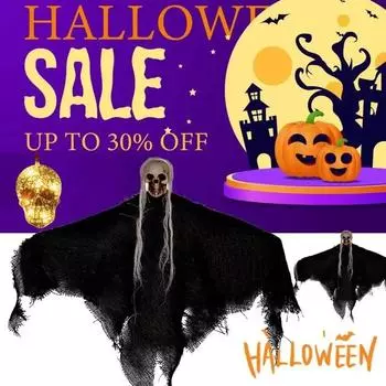 Новый светодиодный подвесной светильник на батарейках, уличный фонарь для патио, водонепроницаемый светильник, страшный светильник на Хэллоуин, рождественский аксессуар 1PCS