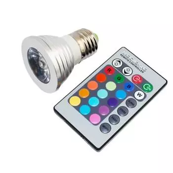 Новый светодиодный точечный светильник 3 Вт RGB E27/E14/MR16/B22/GU5.3, 16 цветных лампочек + 24 клавиши, ИК-пульт дистанционного управления GU5.3&3