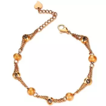 Новый свежий браслет из титановой стали с матовым шариком, женский регулируемый браслет золотой