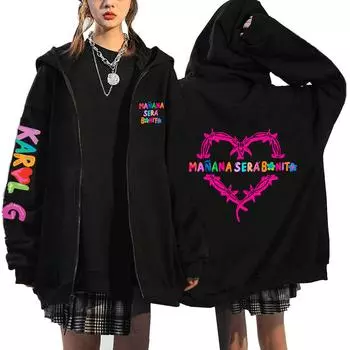 Новый свитер Carol G Manana Salad Bonito Printed Zip с капюшоном, повседневный спортивный европейский размер XS