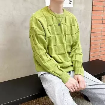 Новый свитер мужской осенне-зимний свободный ленивый стиль топы пары вязаные свитера зимние внутренние многослойные рубашки M