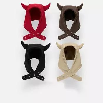 Новый свитер с демоническими ушками Leifeng Hat для мужчин и женщин, осенне-зимние теплые и модные индивидуальные плюшевые шапки 56-60 чёрный