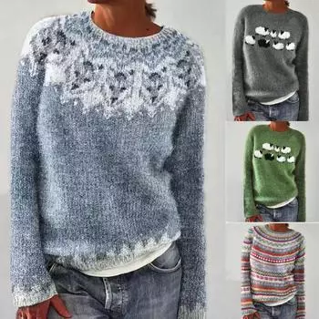 Новый свитер женский круглый вырез соответствующий цвет свободный модный пуловер свитер S синий