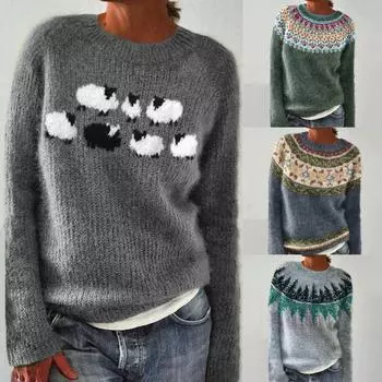 Новый свитер женский с круглым вырезом, подходящий по цвету, свободный модный пуловер, вязаный свитер S морской синий