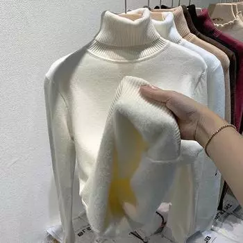 Новый свитер женский трикотажный подпальто женское шерстяное пальто женский осенне-зимний пуловер из толстой шерсти с высоким воротом One size