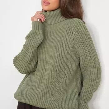 Новый свитер женский вязаный свободный с высоким воротом толстый пуловер с длинными рукавами теплый свитер с лацканами S розовый