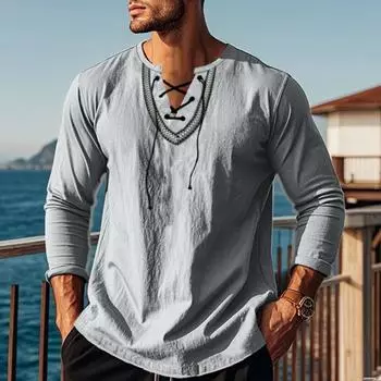 Новый свободный свитер, повседневная рубашка с длинными рукавами и воротником-стойкой для мужчин S тёмно-синий