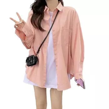 Новый свободный топ с длинными рукавами Lazy Wind, маленькая рубашка, легкое подходящее пальто S белый