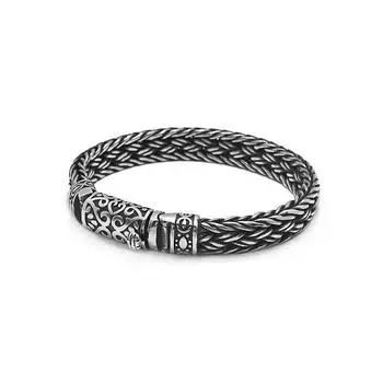 Новый тайский серебряный мужской браслет 925 пробы с плоской цепочкой Киль Тайский серебряный тканый браслет Мужчины и женщины могут носить мужской серебряный браслет 18CM