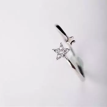 Новый темперамент красивая вспышка звезда 925 стерлингового серебра ювелирные изделия личности кристалл женщины популярные открывающиеся кольца R114