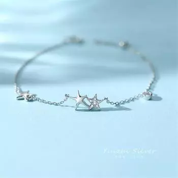 Новый темперамент мода изысканная морская звезда 925 стерлингового серебра ювелирные изделия личность вселенная звездные популярные браслеты Sb223