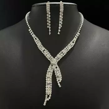 Новый темперамент, свадебное ожерелье с бриллиантами, серьги, комплект из двух предметов, свадебные банкетные украшения, свадебное платье, свадебные аксессуары белый