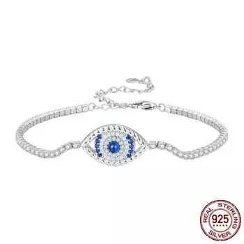 Новый теннисный браслет Devil s Eye с платиновым покрытием. Европейский и американский серебряный браслет Mysterious Eye S925. Adjustable size