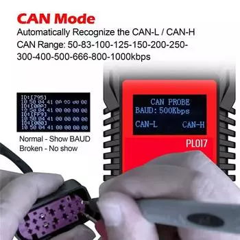 Новый тестер WOYO PL017 CAN LIN PWM Автоматически распознает CAN-L CAN-H, Читает скорость передачи данных
