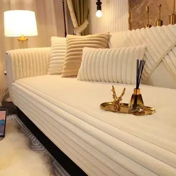 Новый тип Cat Feeling Rabbit, плюшевая подушка для дивана, хит продаж, зимняя утолщенная подушка для сиденья, чехол для дивана с плюшевым тканевым полотенцем 70x50cm 1pc