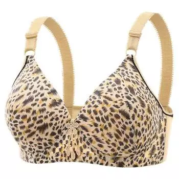 Новый тонкий бюстгальтер большого размера с леопардовым принтом без стального кольца, сексуальный бюстгальтер для сбора, верхний поддерживающий бюстгальтер 80B