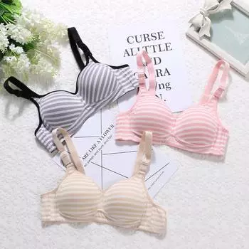 Новый тонкий бюстгальтер для студентов, удобный бюстгальтер для девочек, нижнее белье, период развития, трехбортный бюстгальтер без стальных колец 70A чёрный