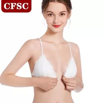 Новый тонкий бюстгальтер с треугольной чашкой сзади, V-образное нижнее белье, дизайн с пряжкой спереди без стального кольца S белый
