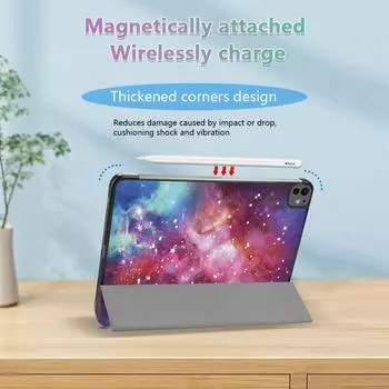 Новый тонкий чехол-подставка Trifold с функцией автоматического пробуждения/сна, вертикальная подставка, полностью защитный чехол с магнитным покрытием для iPad Pro 13 дюймов (2024) чёрный