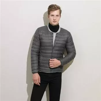 Новый тонкий пуховик для мужчин 90-х годов, без воротника, с длинными рукавами, молодежный, облегающий, короткая верхняя одежда S
