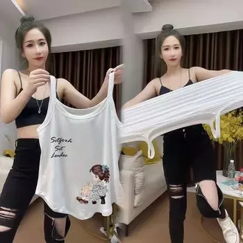 Новый топ без рукавов с принтом для женщин, идеально подходящий для многослойной одежды L