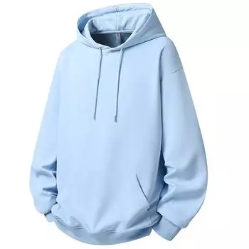 Новый Топ Свитер Однотонный Свободный Легкая Версия Однотонный Худи S небесно-голубой