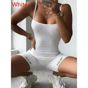 Новый топ, женский комбинезон, комбинезон, женский комбинезон, шорты с открытой спиной, облегающие комбинезоны, женские комбинезоны, подтяжки, шорты (Тонкий срез) S белый