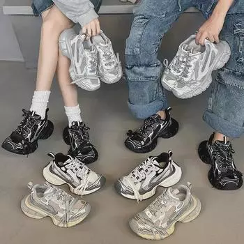 Новый тренд 2025 года: Дышащая повседневная обувь Dad Shoes на толстой подошве для мужчин и женщин — увеличивающая рост, универсальная, спортивный стиль Women s 39 шампанского