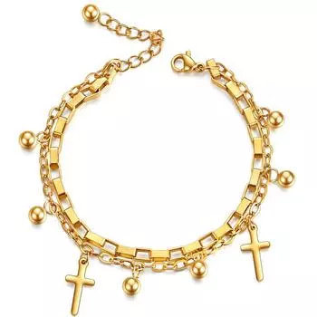 Новый тренд безразличия, мужской и женский браслет из титановой стали, универсальный браслет с крестом, женский браслет золотой