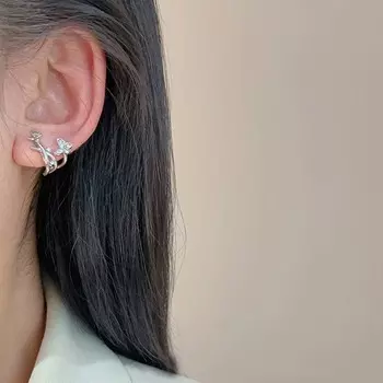 Новый тренд серебряная бабочка кристалл серьги клипса женская мода ювелирные изделия роскошь простые аксессуары как