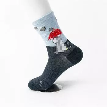 Новый тренд женские хлопковые мультяшные полосатые миди-носки женские удобные дышащие мужские и женские носки EU35-43