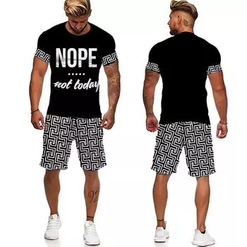 Новый трендовый дизайн, летние мужские футболки/повседневные брюки, модная уличная футболка с рисунком и шорты, спортивный костюм, мужские комплекты из 2 предметов S