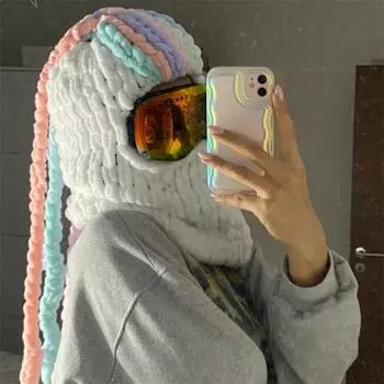 Новый треугольный шарф ручной работы в американском стиле с индивидуальными медвежьими ушками для взрослых с завязывающимся на шнуровке платком Adult 57-59cm