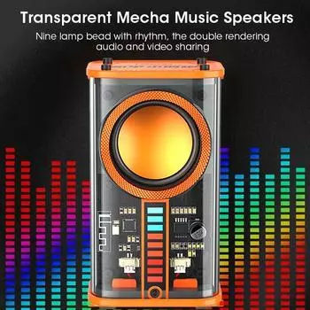 Новый TWS прозрачный Mecha беспроводной Bluetooth 5.3 динамик настольный динамик уличный портативный аудио RGB свет сабвуфер мини динамик