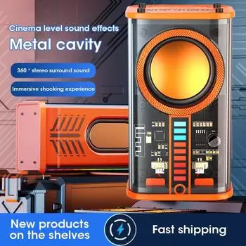 Новый TWS прозрачный Mecha беспроводной Bluetooth 5.3 динамик настольный динамик уличный портативный аудио RGB свет сабвуфер мини динамик