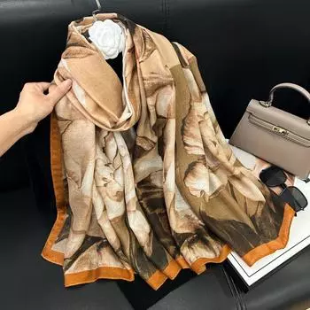 Новый удлиненный шелковый шарф из хлопка и пеньки для женщин, универсальный, в стиле ретро, для весны и лета, пляжный шарф, шаль и шея 180*90cm