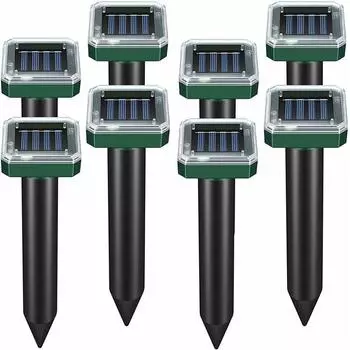 Новый ультразвуковой солнечный отпугиватель вредителей, датчик движения, водостойкий, садовый, сельскохозяйственный, животных, кротов, птиц, змей 1pcs зелёный